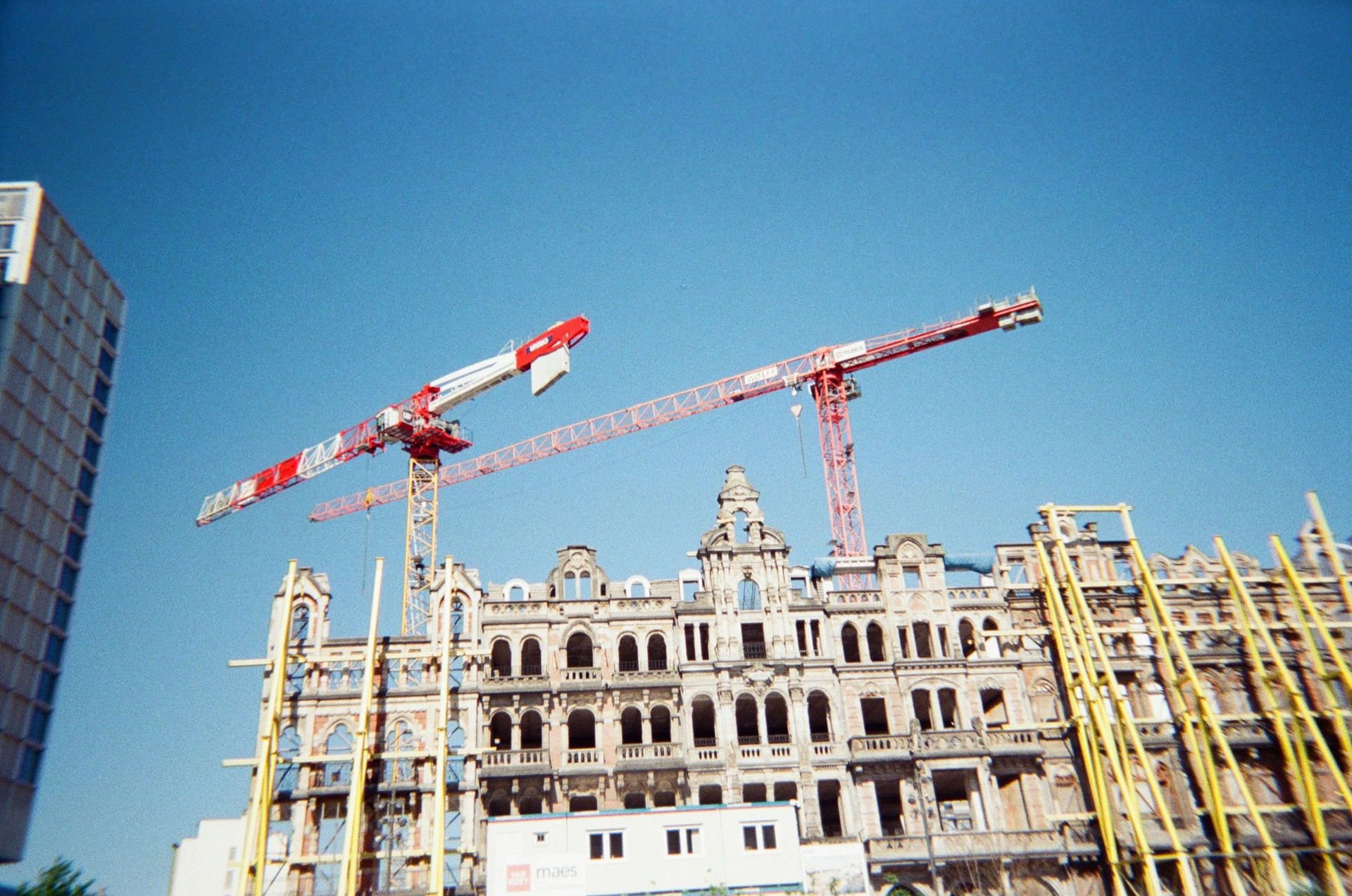 Cranes working on a heritage building restoration
